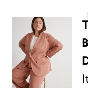 Madewell 1X Plus Larsen Blazer in Drapeweave - Dried Rose